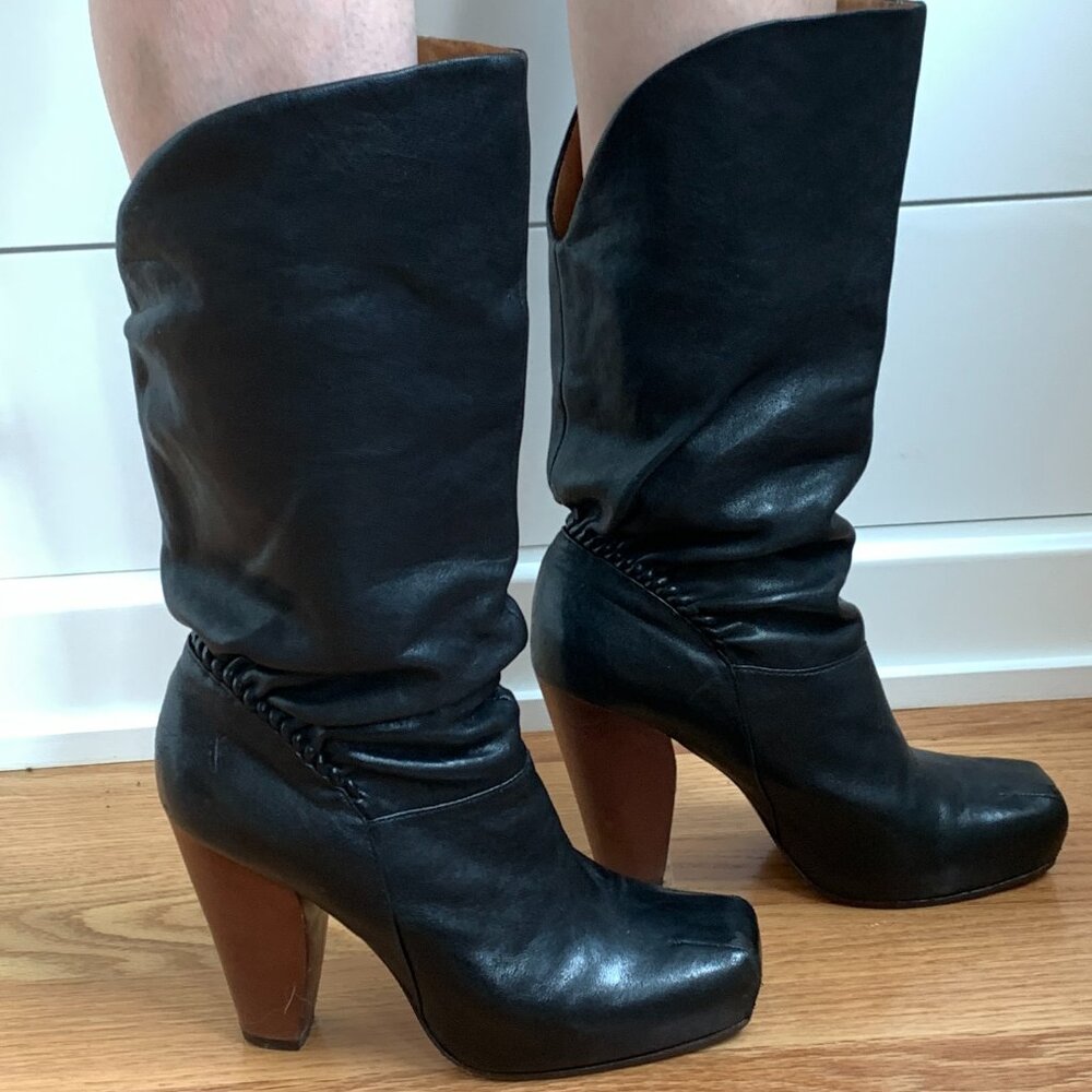 FRYE Black Leather Knee-high Boots